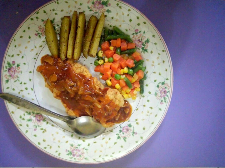 Langkah Gampang Menyiapkan Resep Chicken Steak with BBQ Mushroom Sauce yang Enak Banget Anti Ribet, Lezat