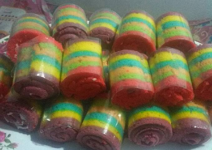 Mini Rainbow Roll Cake