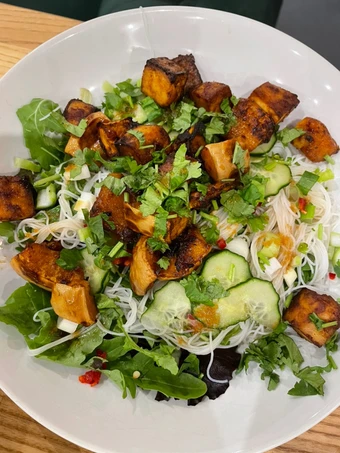 Easy Steps to Prepare Recipe Miso tofu and squash salad that is Really Delicious, Appealing}