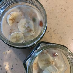 Overnight oats with Soy milk A picture of Overnight oats with Soy milk.