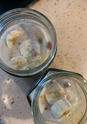 A picture of Overnight oats with Soy milk.