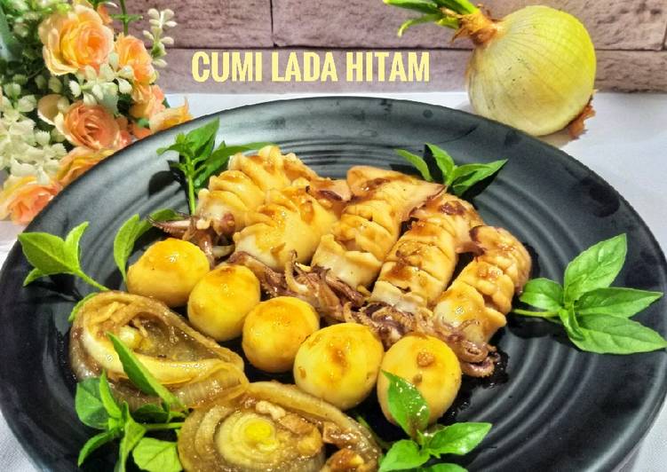 Masakan Unik 593.Cumi Segar Saus Lada Hitam Ala Warung