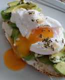 Avocado Toast with Cream Cheese, Poached Egg, and Sliced Almonds