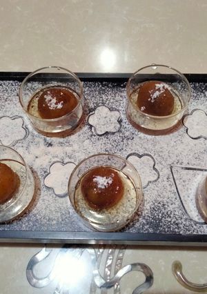 A picture of Gulkand filled sweet potato gulab jamun.