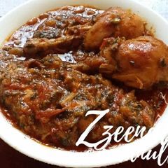 A picture of Kulfa Chicken(Purslane leaves with Chicken).