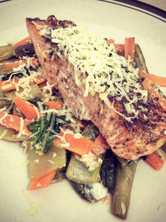 Foto resep Baked salmon with veggiez