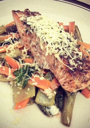 Foto resep Baked salmon with veggiez