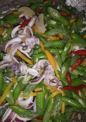 Foto resep Cumi Tumis Buncis Pedas