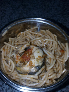 A picture of Jollof spaghetti.