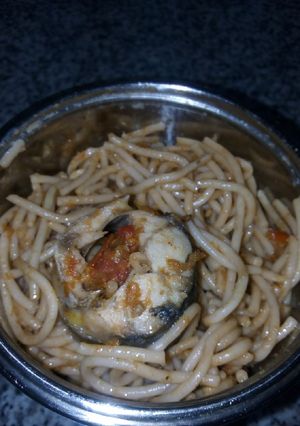 A picture of Jollof spaghetti.