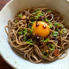 A picture of Soba Noodles with Garlic Chilli Oil.