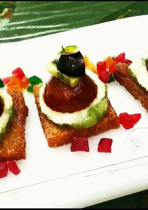 A picture of Bread gulabjamun fruit dessert (My innovative dish).