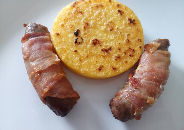 Pigs in blankets with fried polenta