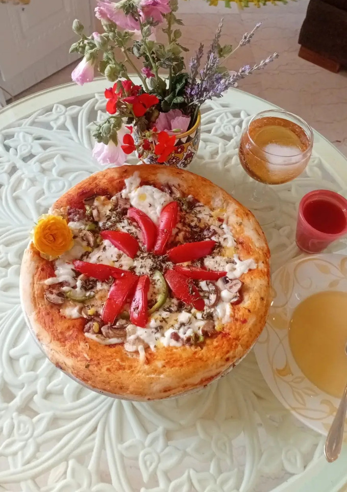 عکسی از دستور پیتزا وانیلی در فر دستی