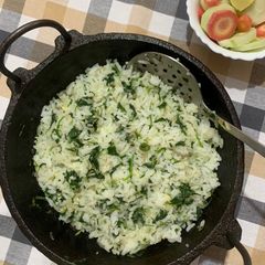 Methi Rice (Fenugreek leaves) A picture of Methi Rice (Fenugreek leaves).