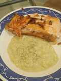 Salmón a la plancha con "bechamel o crema" de puerros