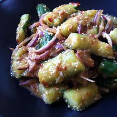 Cucumber Salad with Spicy Miso Dressing A picture of Cucumber Salad with Spicy Miso Dressing.
