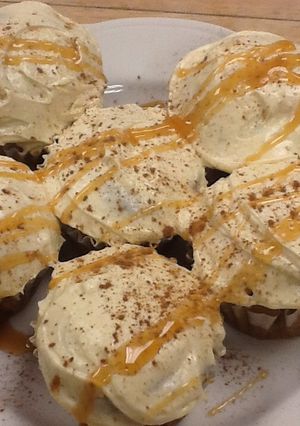 A picture of Pumpkin Caramel Cream Cheese Poke cake.