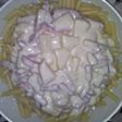 Pasta con piña y salsa de queso