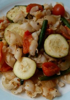 A picture of Vickys Ratatouille Pasta Bake, GF DF EF SF NF.