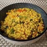 Curry-s zöldséges virslis tarhonya zabkrémmel /egytálétel/🥕🌽🫛🥦🥘🥘🥘