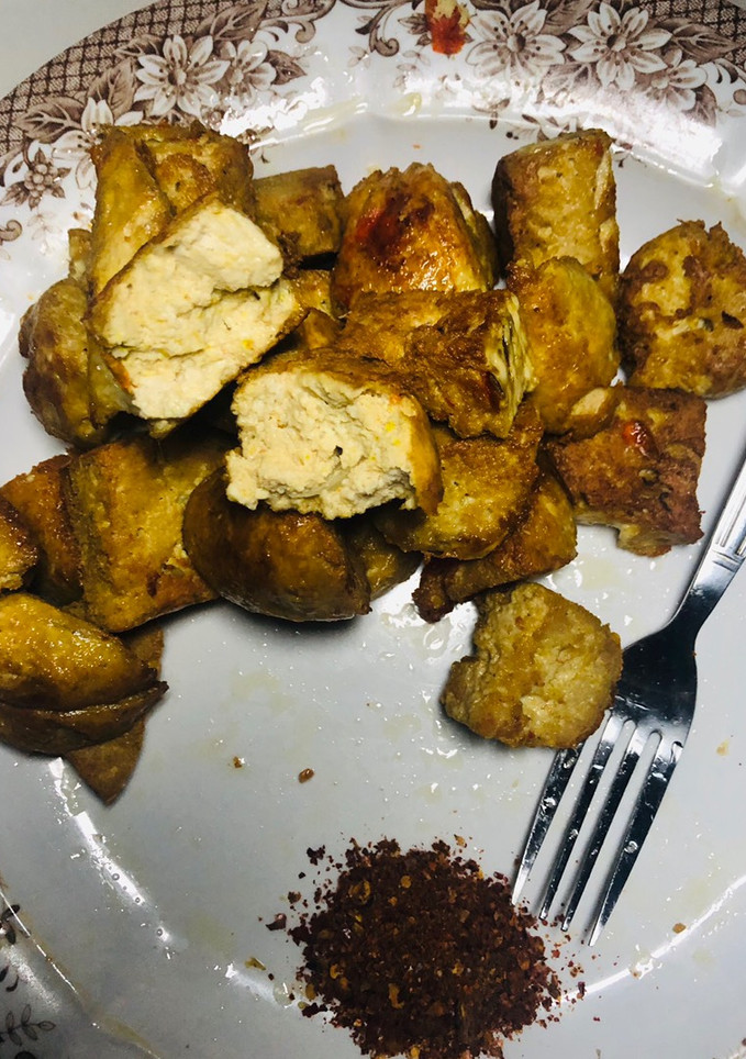 A picture of Tofu with eggs.