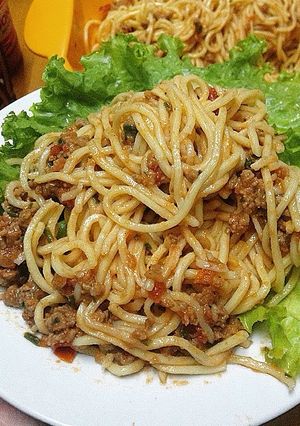 Hình của món Spagetti bò bằm sốt cà.
