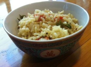 Una foto de Arroz con pimientos