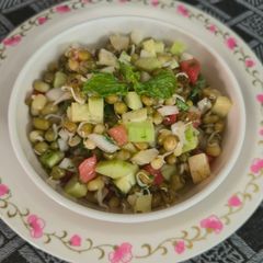 A picture of 5 Minutes Quick breakfast - Healthy Sprouts Veggie Salad with Honey dressing.