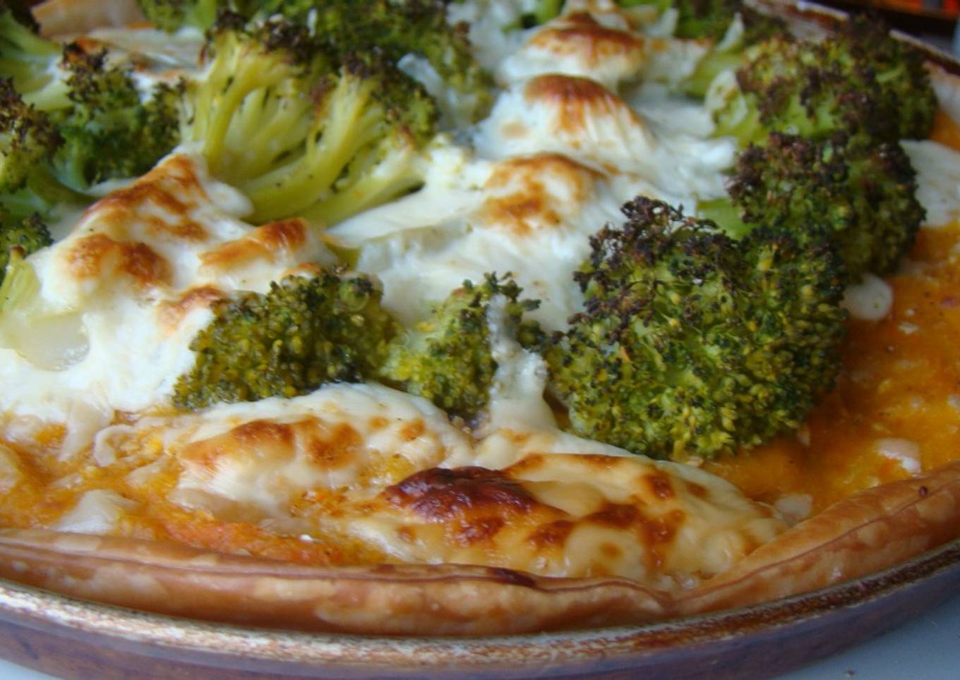Quiche de calabaza y brócoli al gratín