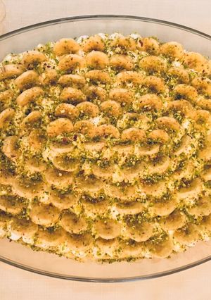 صورة لوصفة ليالي لبنان بالموز والفستق الحلبي