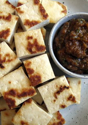 A picture of Grilled Tofu with Miso Pesto.