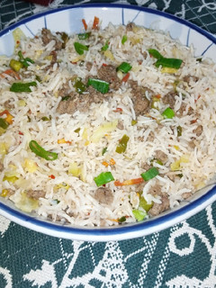 A picture of Chinese Mince Fried Rice.