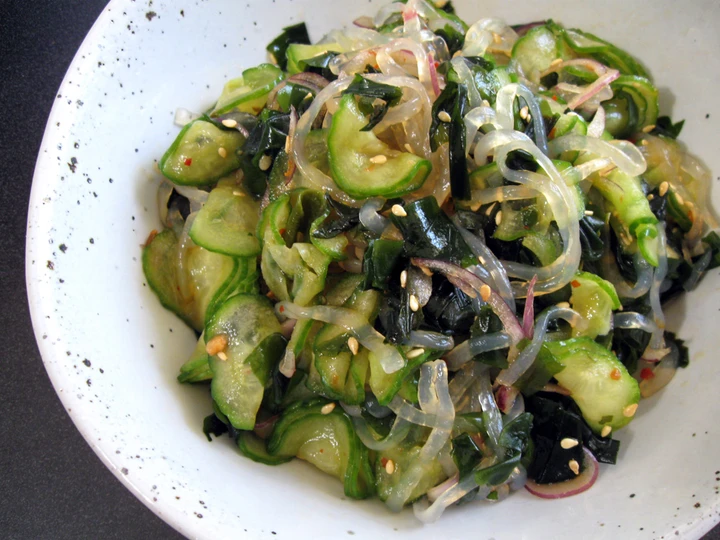 Simple Way Make Recipe Shirataki, Cucumber &amp;amp; Wakame Ponzu Salad that is Awesome, So Delicious}