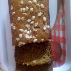 A picture of #bakeabread# Banana bread with groundnut topping.