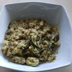 A picture of Sausage and zucchini risotto.