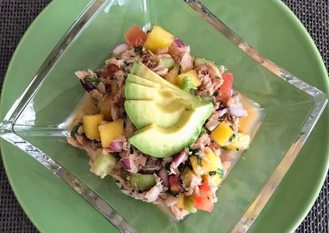 Ceviche de atún de lata con mango Receta de Sarita Tkt- Cookpad