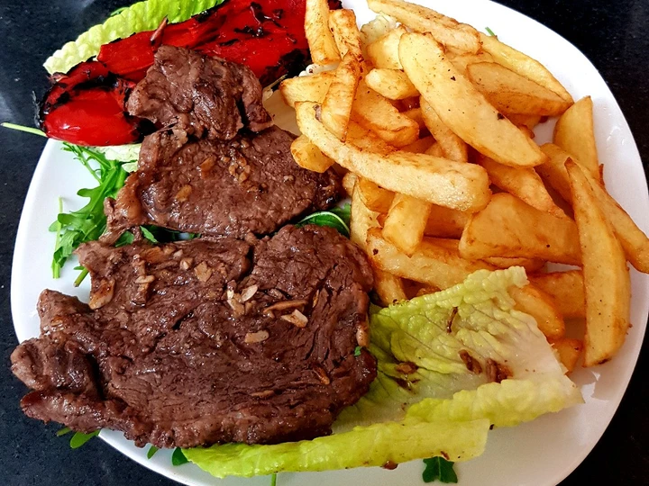 Recipe My Rib eye Steak Roasted Pepper & Chips the So Delicious You can take Joss in your mouth