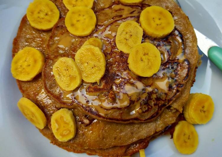 Panacake pisang oat selai kacang