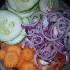 A picture of Cucumber karon onio frest tomatos for my jollof rice.