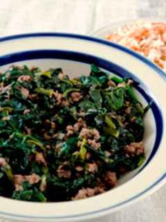 A picture of Spinach and meat stew - sabanegh bi lahmeh.