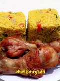 Turmeric fried rice and fried chicken