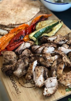 A picture of BBQ Za’atar chicken feast 🇱🇧.