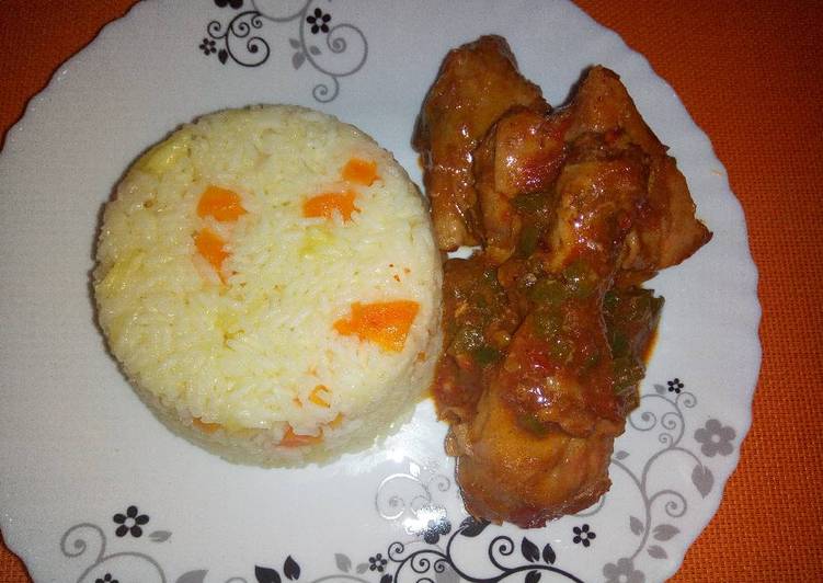 Steps to Prepare Favorite Carrot pineapple rice with wet fried chicken