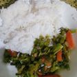 Fried vegetables served with rice
