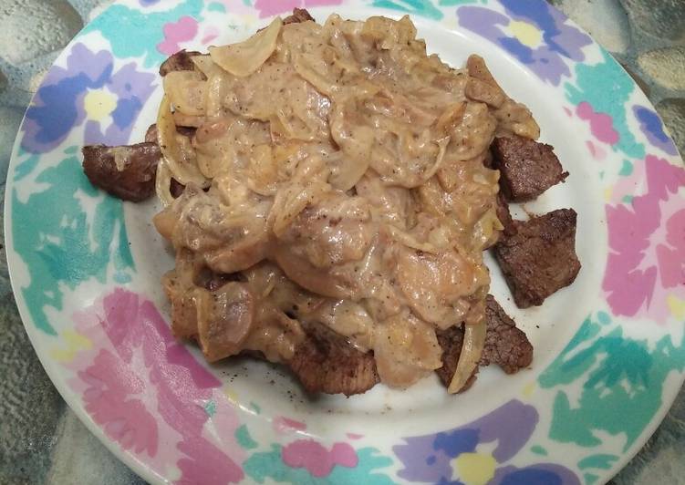 Steak with mushroom sauce