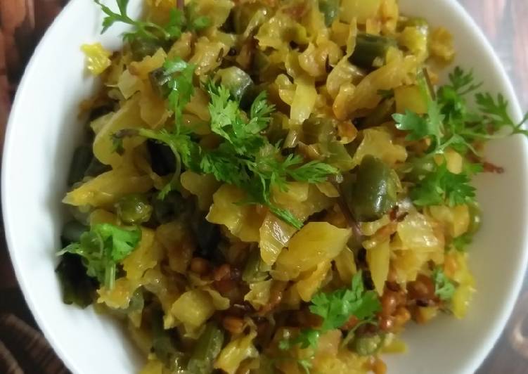 Simple Way to  Beans and cabbage curry