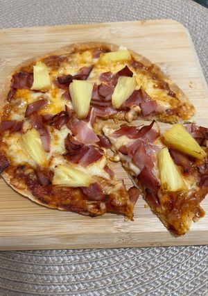 Una foto de Pizza con tortilla de harina en air fryer 🍕
