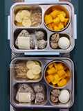 Bekal Nori Cheese Onigiri, Tofu Enoki Saus Garlic, Telur dan Bakso serta Mangga