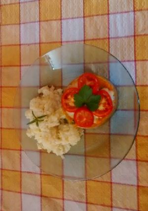 Una foto de Calabaza rellena y arroz !!